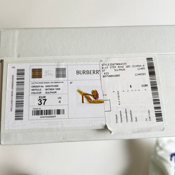 NIB BURBERRY $1190 Size 37 Yellow Step Rose Heeled Sandals Blogger's Fav - Picture 14 of 14